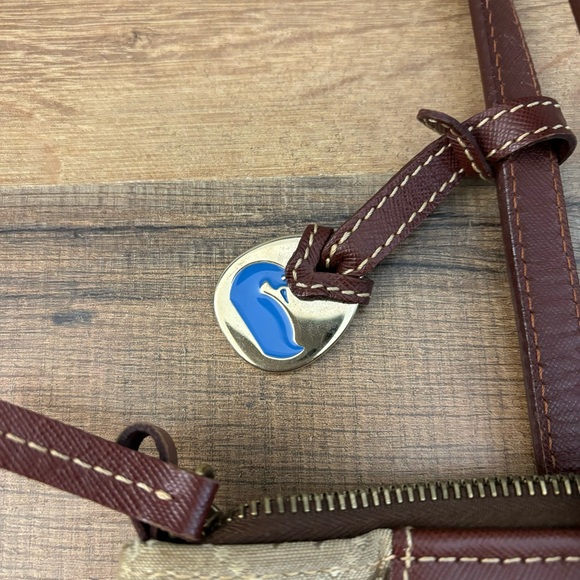 Dooney & Bourke Leather Logo Fabric Satchel Bag Purse Vintage Women’s - Picture 4 of 13